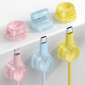 6Pack Mix Macaron Color Cord Organizer [1s Lock] Spring Cable Holder Clips - Lamicall Desk Cable Management Clips, Phone Charger Cord [Smooth Adjustable] for Nightstand Ofiice, Blue & Pink & Yellow