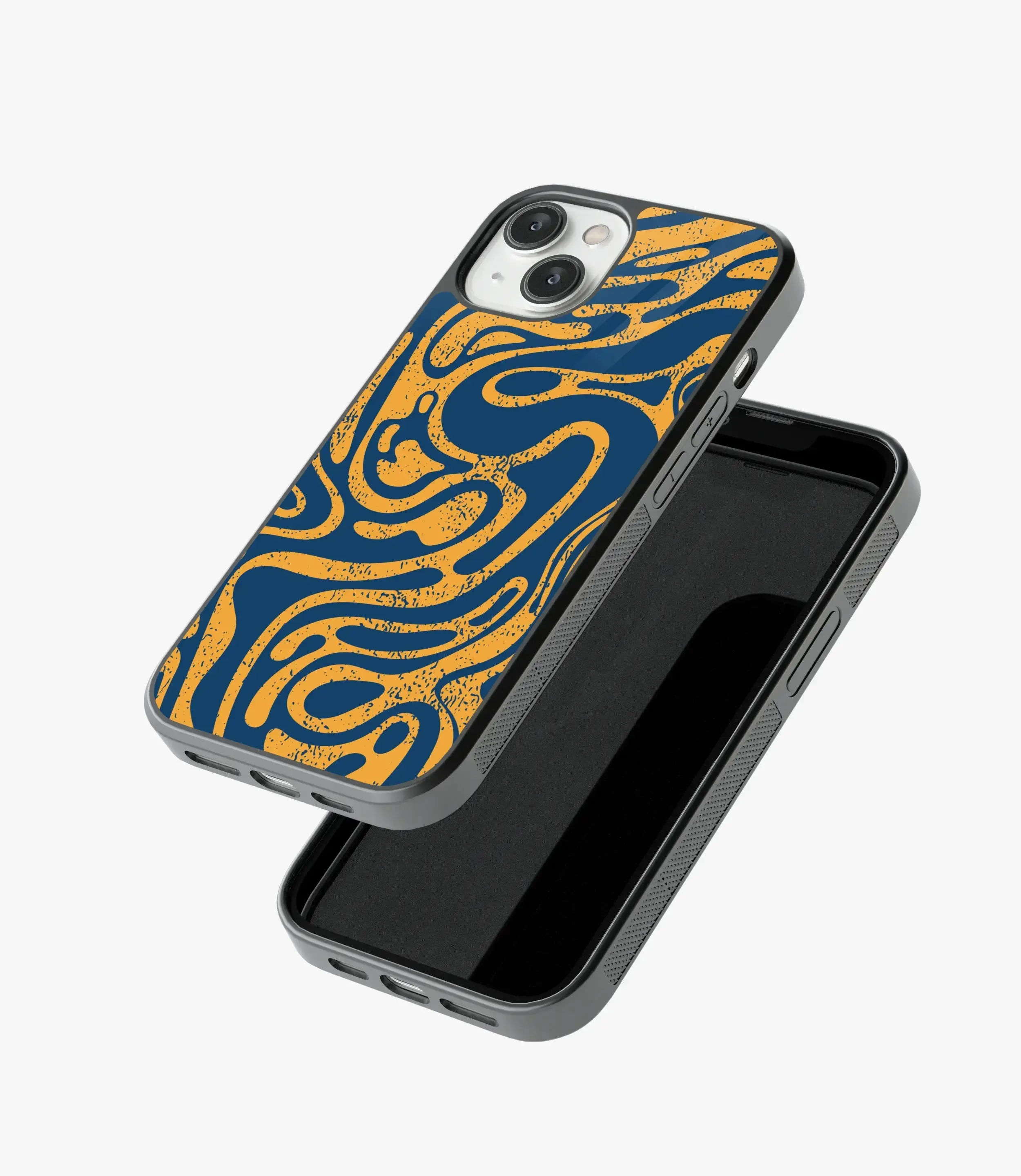 Abstract Yellow Fluid Pattern Glass Case