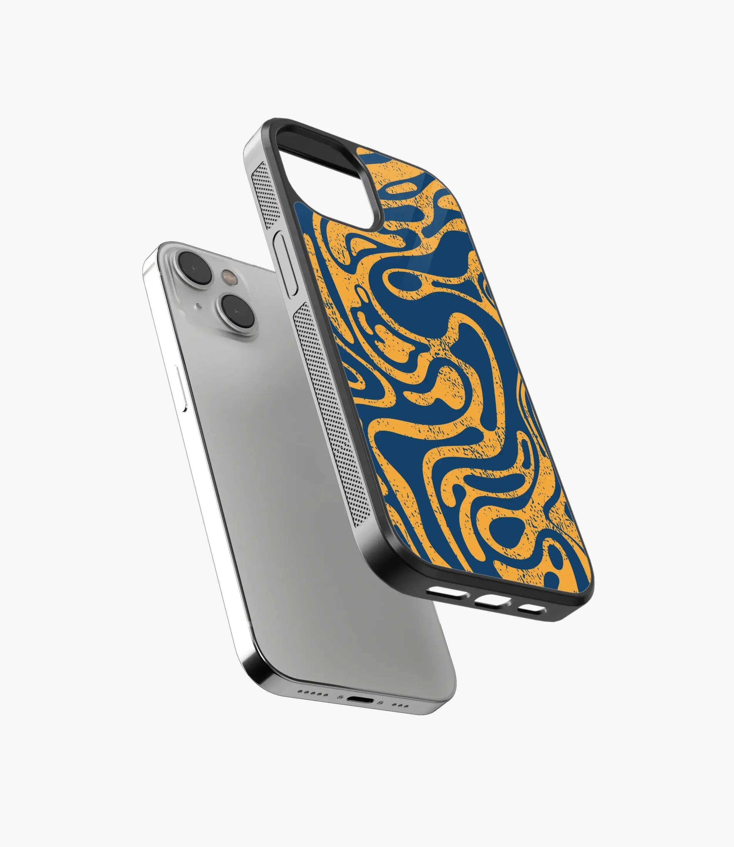 Abstract Yellow Fluid Pattern Glass Case