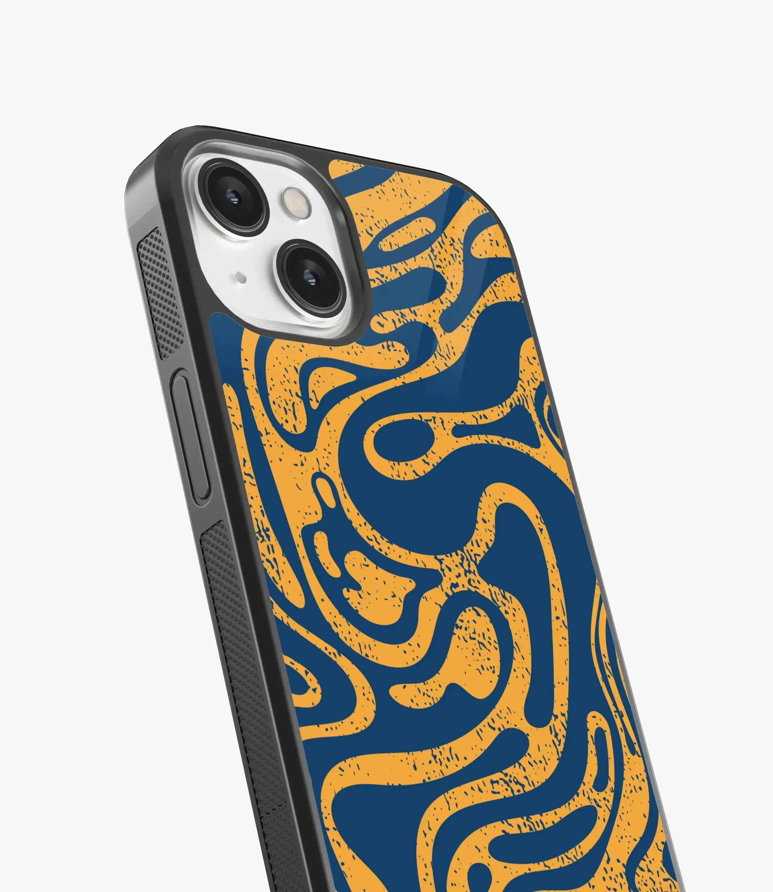 Abstract Yellow Fluid Pattern Glass Case