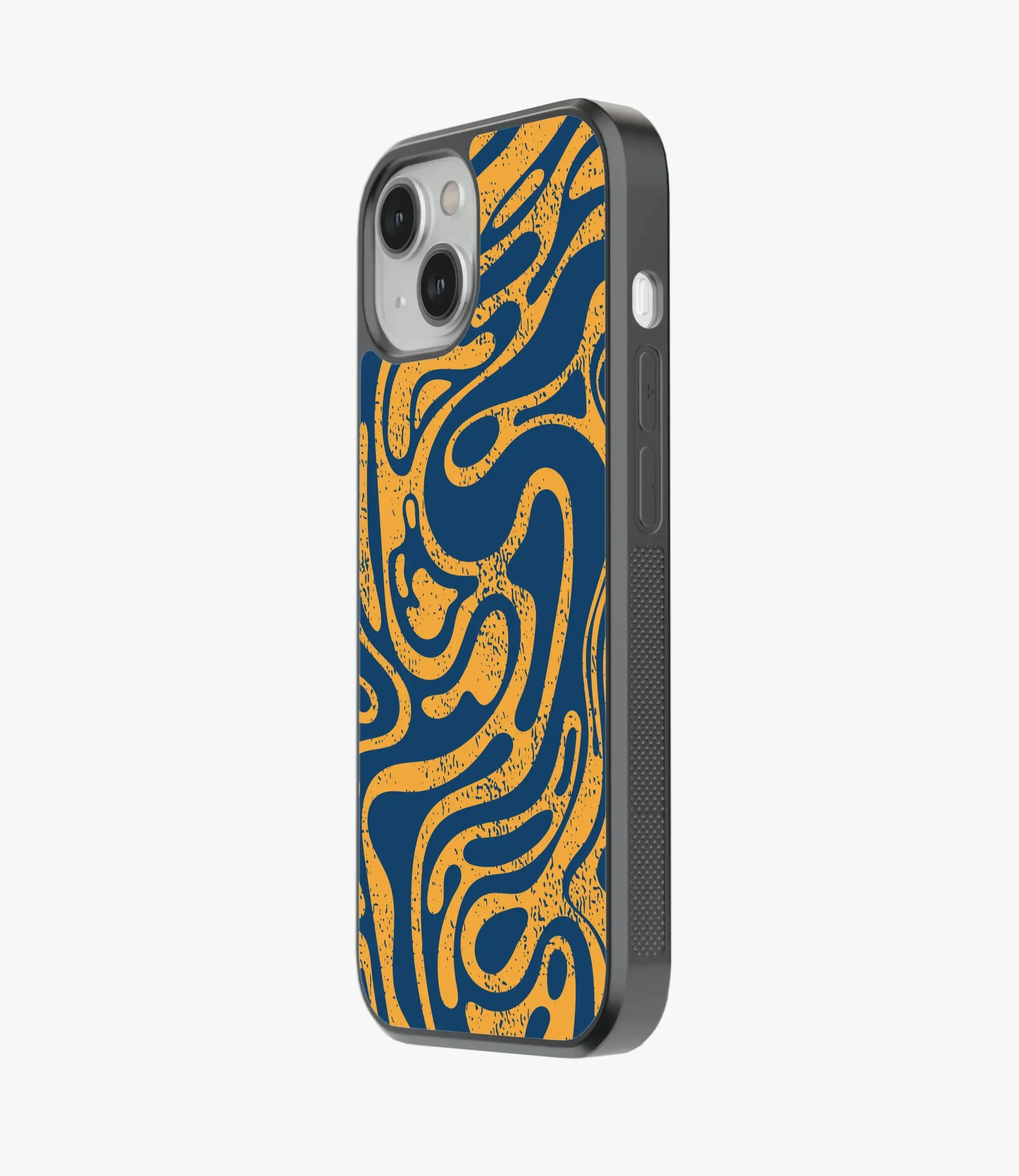 Abstract Yellow Fluid Pattern Glass Case