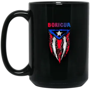 Boricua Artsy Flag 15 oz. Black Mug