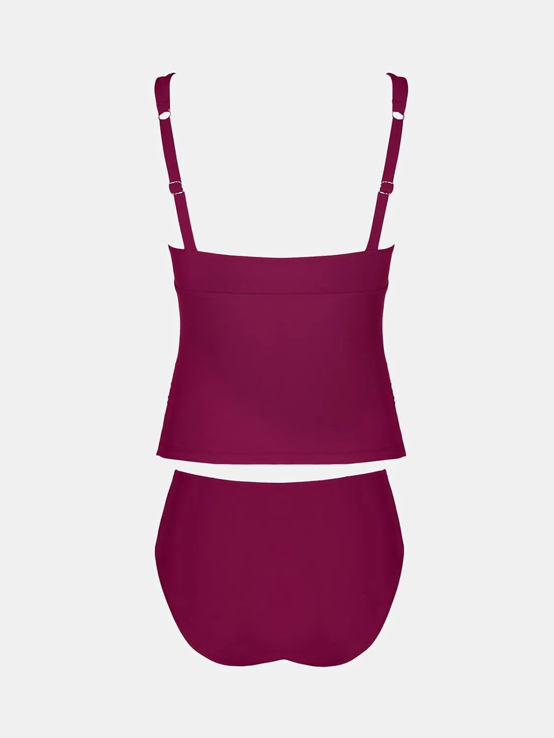 CUPSHE Women's Tankini Sets Surplice V Neck Two Piece Bathing Suits Adjustable Straps Shirred Mid Rise Swimwear