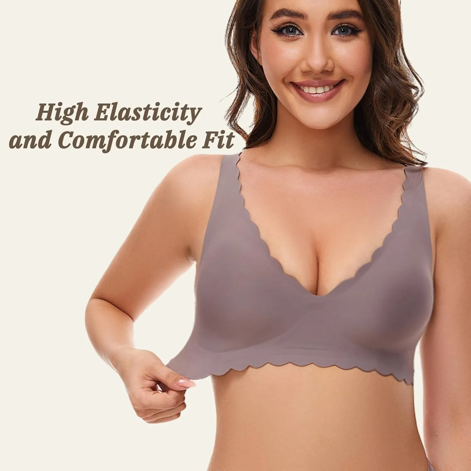 Deep V Petal Bras for Women No Underwire Soft Wireless Bras Comfort Seamless Bralettes with Extender