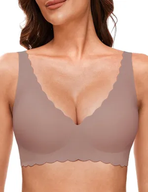 Deep V Petal Bras for Women No Underwire Soft Wireless Bras Comfort Seamless Bralettes with Extender
