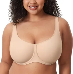 DELIMIRA Women's Confishape Full Coverage Bra Plus Size Supportive Underwire Unlined Comfortable Bras