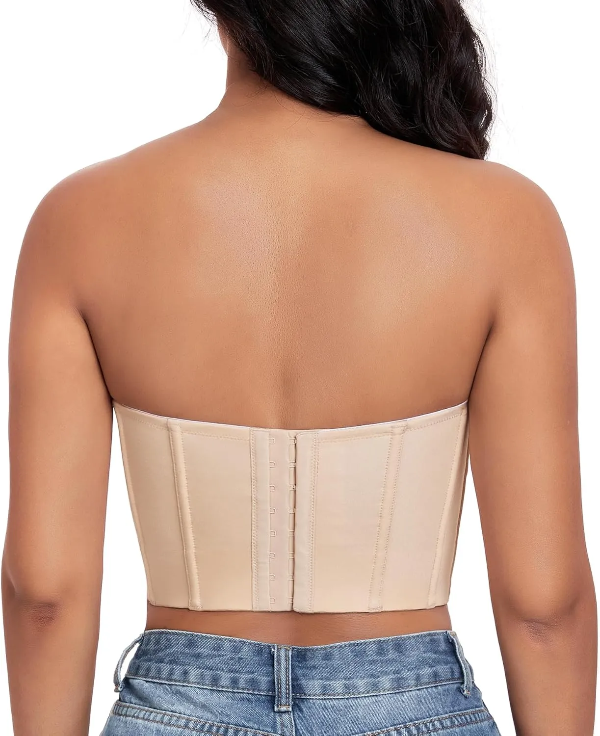 DotVol Women's Longline Strapless Full Figure Underwire Corset Bustier Bra