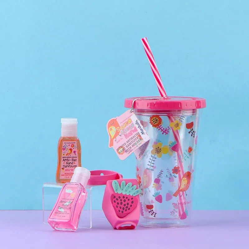 Double Layer ACRYLIC Cup With Hand Sanitizer - Fruits
