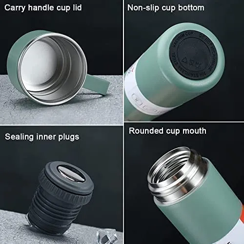 Double Wall Stainless Steel Thermo 500ml Vacuum Insulated Bottle Water Flask Gift Set with Two Cups Hot & Cold | Assorted Color | Corporate Gift|Valentine Gift for Boyfriend/Girlfriend|Kids