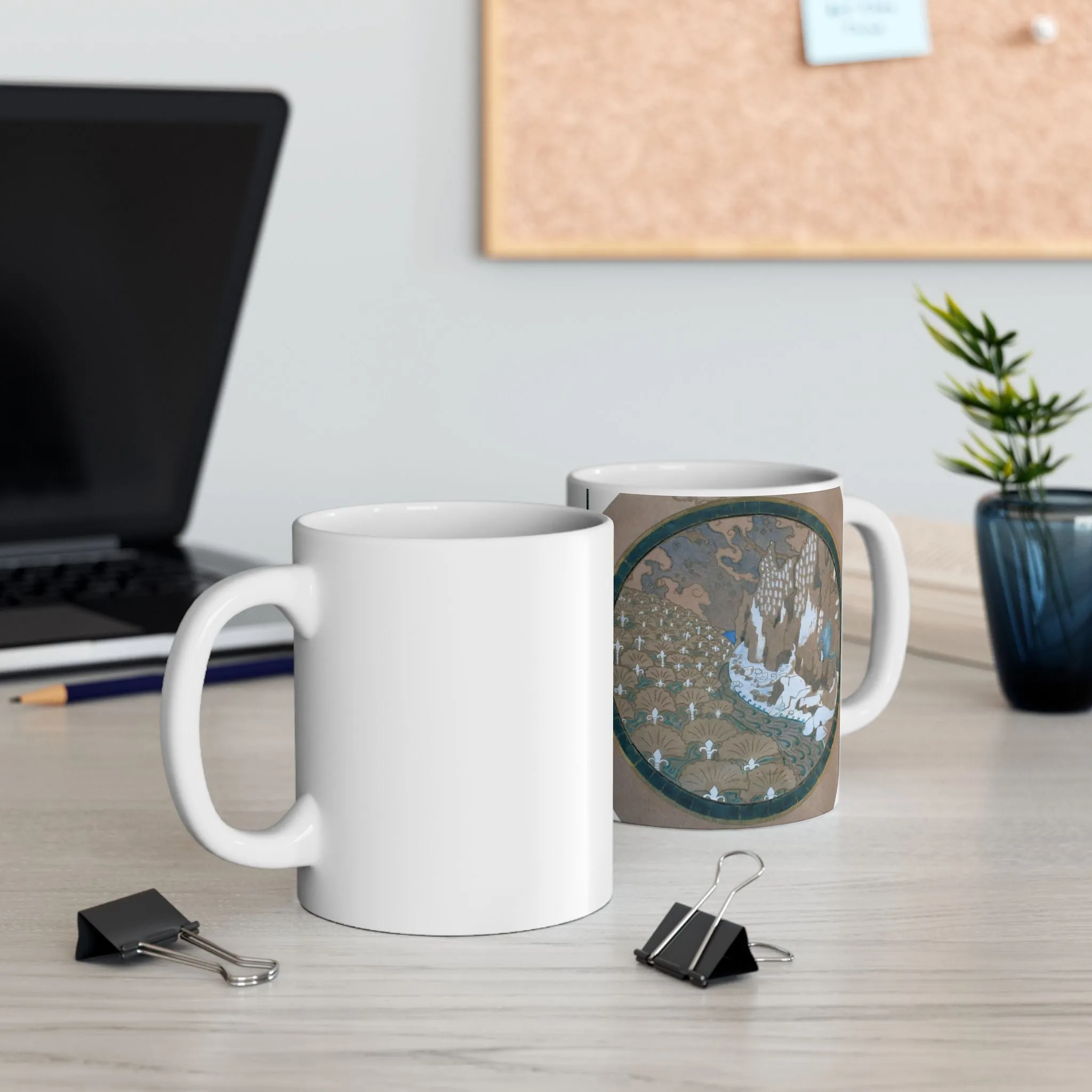EliseuVisconti-A838-Paisagem rochosa estilizada – Email cloisonné – Estudo para Marchetaria Beautiful Novelty Ceramic Coffee Mug 11oz