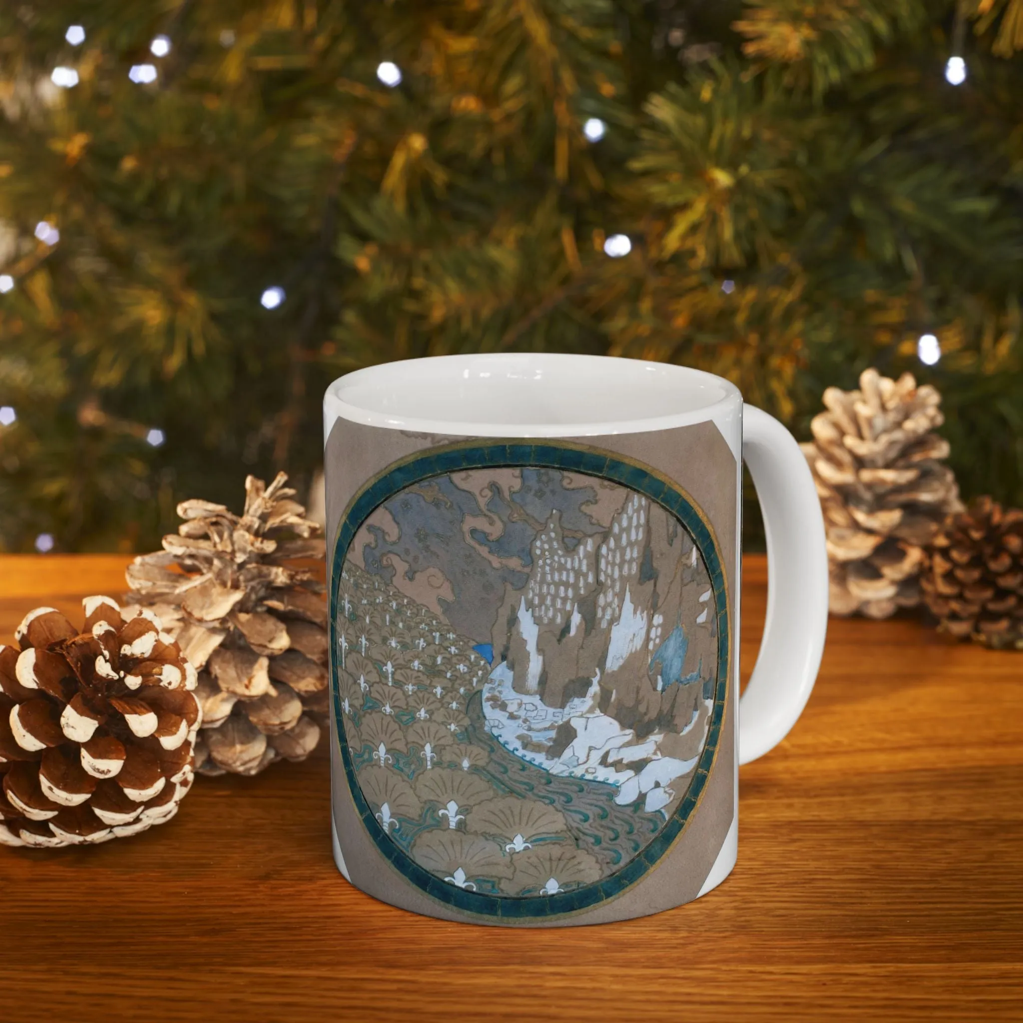 EliseuVisconti-A838-Paisagem rochosa estilizada – Email cloisonné – Estudo para Marchetaria Beautiful Novelty Ceramic Coffee Mug 11oz