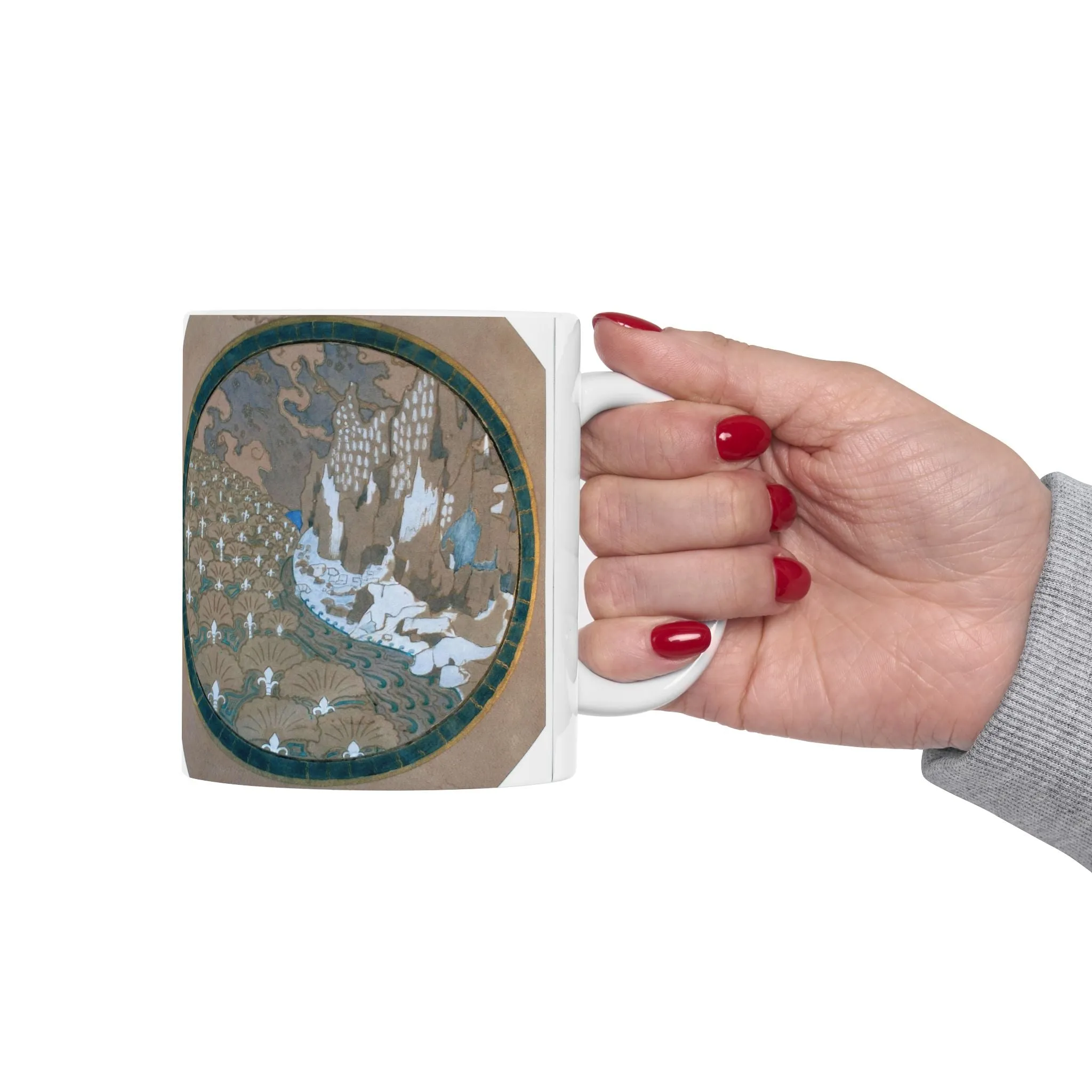 EliseuVisconti-A838-Paisagem rochosa estilizada – Email cloisonné – Estudo para Marchetaria Beautiful Novelty Ceramic Coffee Mug 11oz