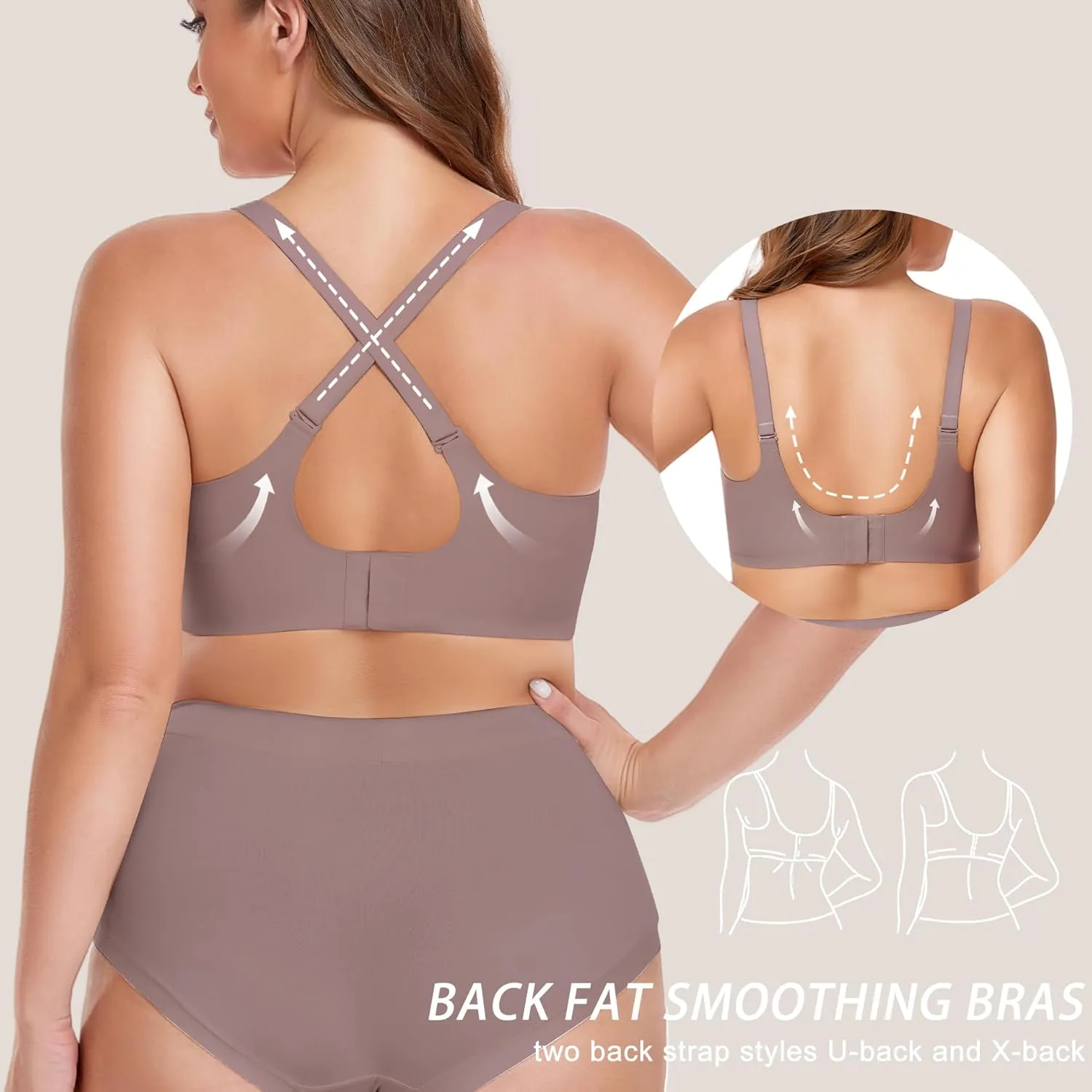 Gailife Smooth Wireless Bras for Women No Underwire Comfort Seamless Supportive Bra Raceback Push Up Bralettes Full Coverage