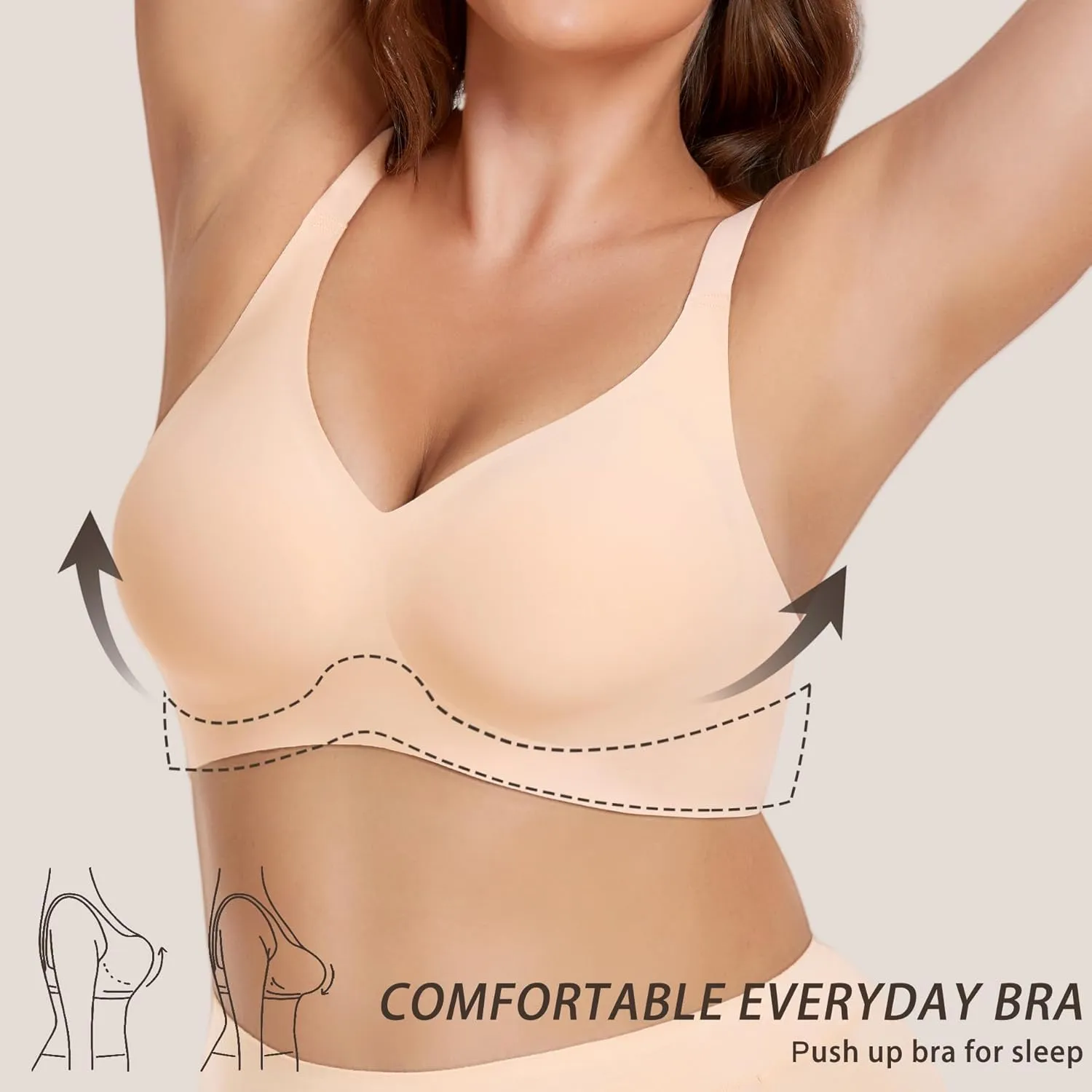 Gailife Smooth Wireless Bras for Women No Underwire Comfort Seamless Supportive Bra Raceback Push Up Bralettes Full Coverage