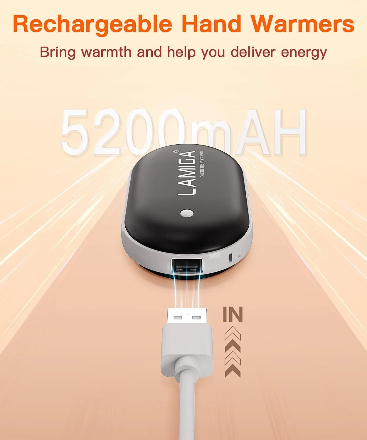 Hand Warmers Rechargeable,Electric Hand Warmer Reusable,5200mAh Portable Powerbank,Hot Hand Pocket Heater for Outdoor Camping and Hunting,The Best Gift for Winter.