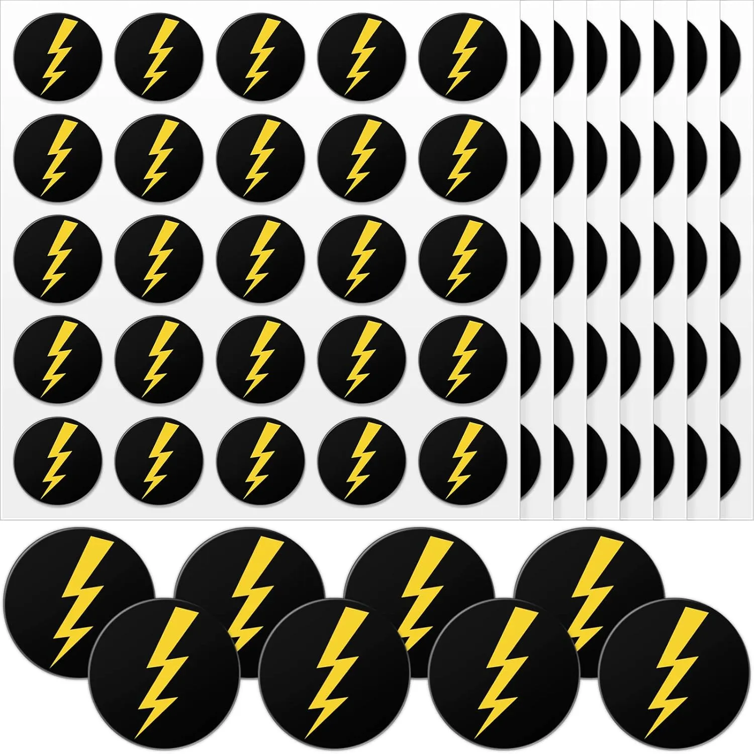Jecery 200 Pcs Helmet Stickers Baseball Softball Helmet Award Baseball Stickers 1.1 Inch Lightning Bolt Vinyl Decals Self Adhesive for Softball Lacrosse Wall(Black Print Gold)