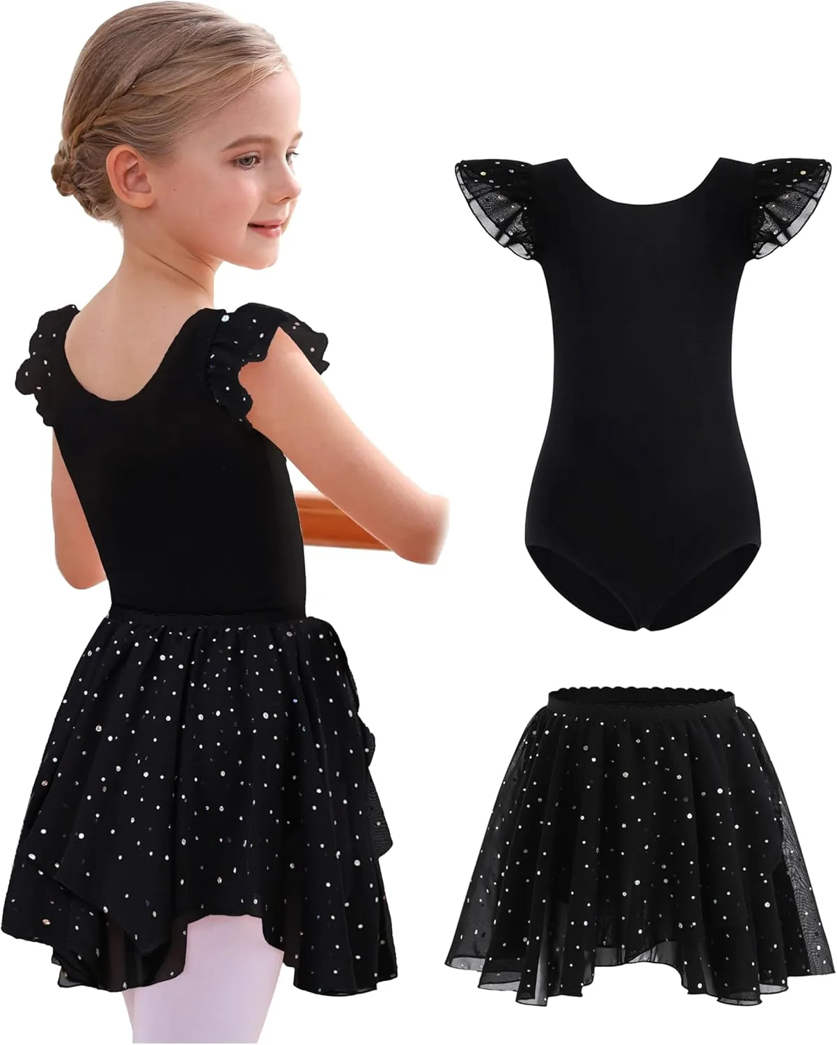 MdnMd Long Skirt Ballet Dance Leotards for Toddler Girls Ballerina Outfit Dress