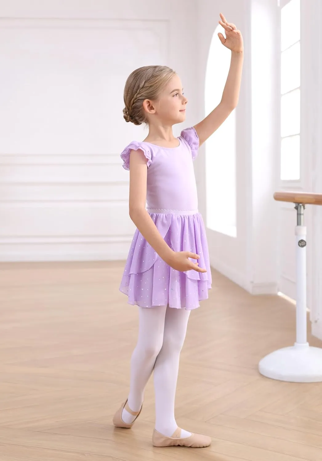 MdnMd Long Skirt Ballet Dance Leotards for Toddler Girls Ballerina Outfit Dress