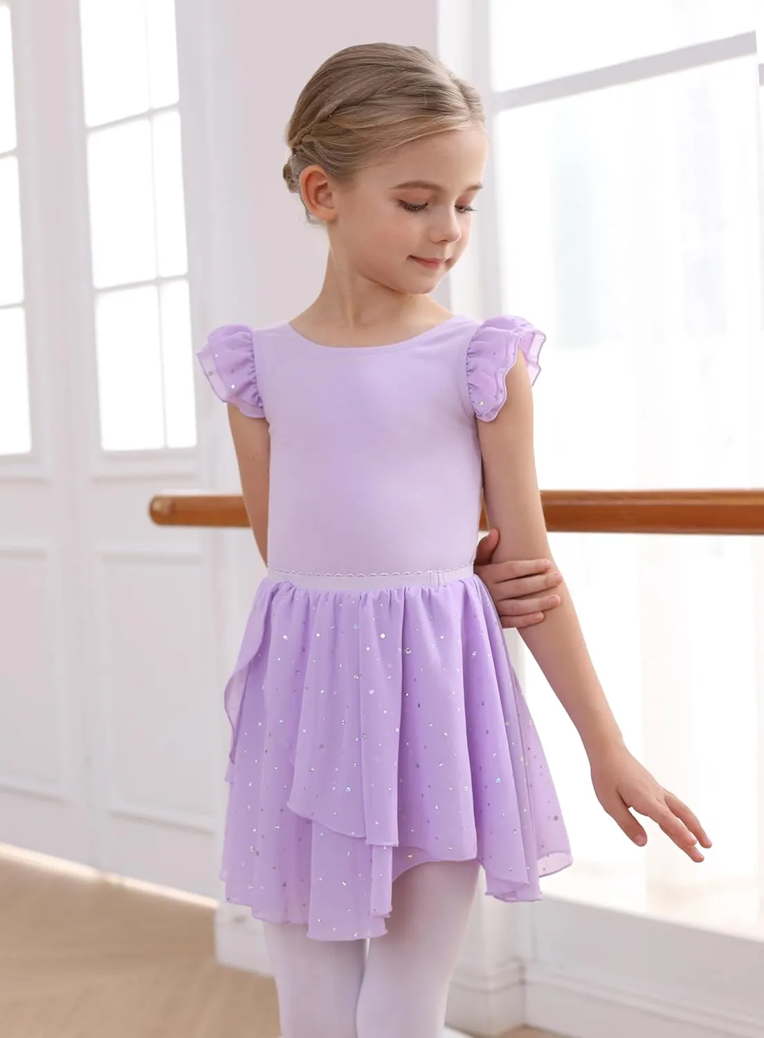 MdnMd Long Skirt Ballet Dance Leotards for Toddler Girls Ballerina Outfit Dress
