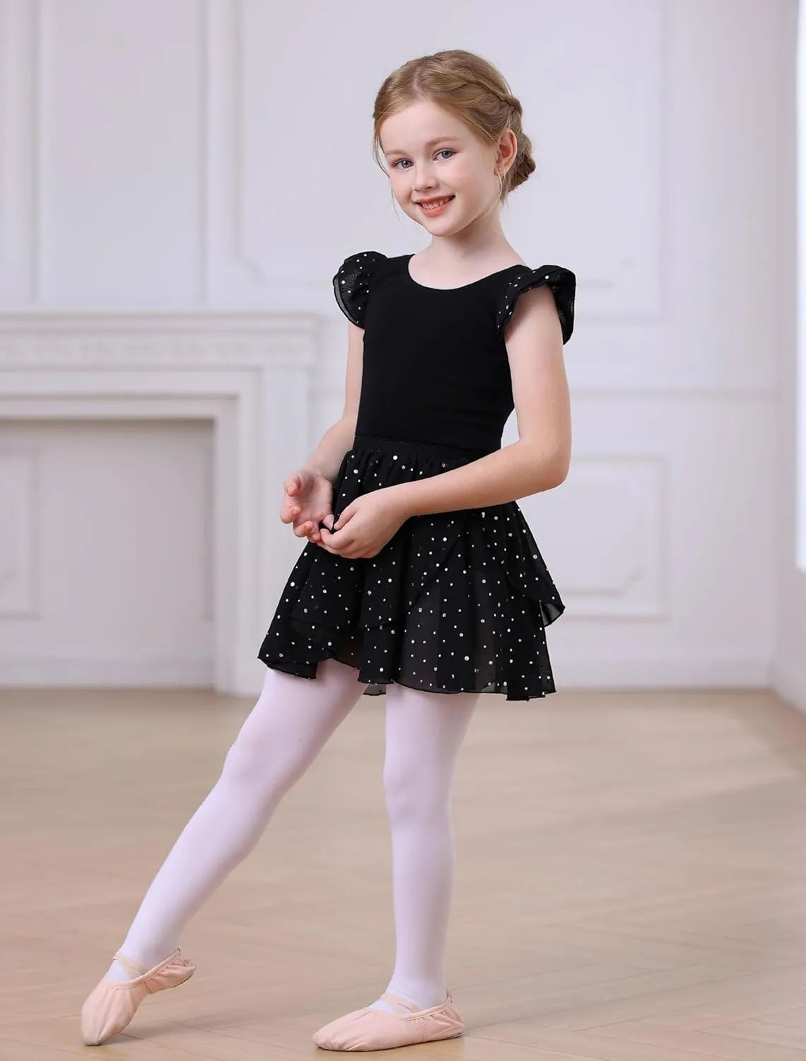 MdnMd Long Skirt Ballet Dance Leotards for Toddler Girls Ballerina Outfit Dress