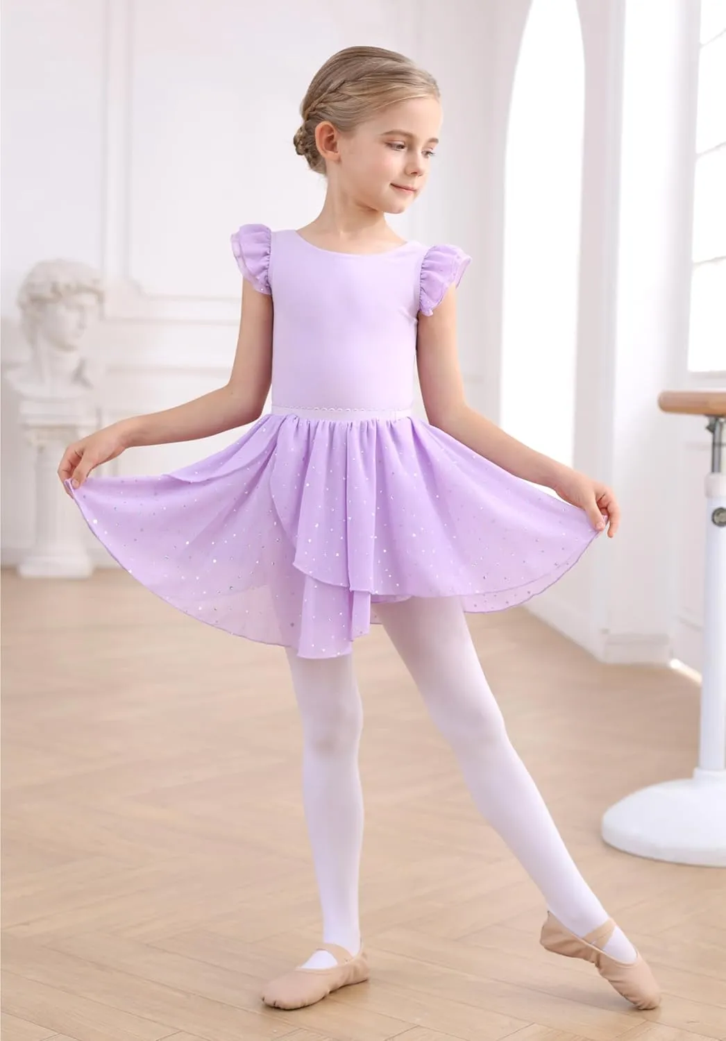 MdnMd Long Skirt Ballet Dance Leotards for Toddler Girls Ballerina Outfit Dress
