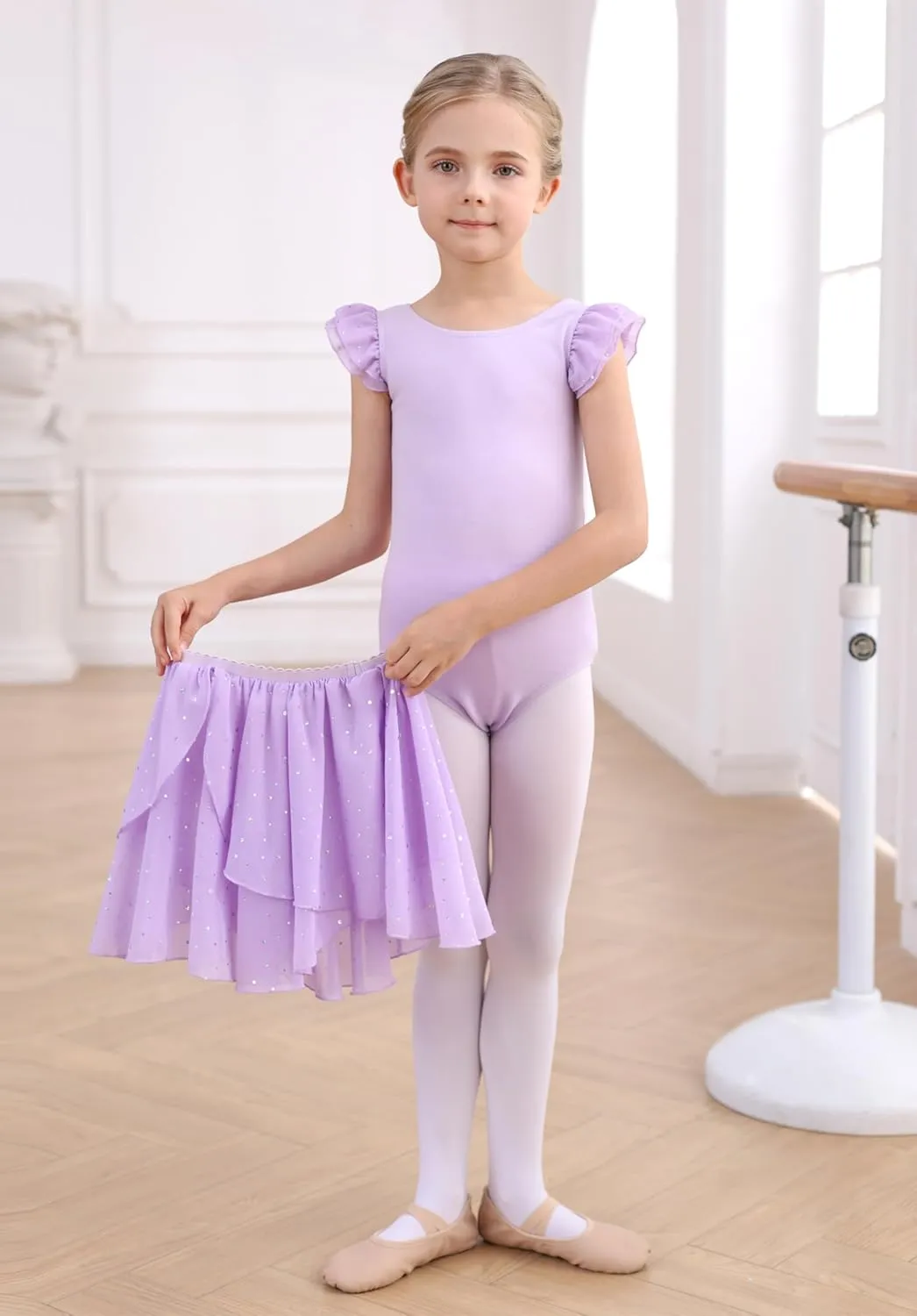 MdnMd Long Skirt Ballet Dance Leotards for Toddler Girls Ballerina Outfit Dress