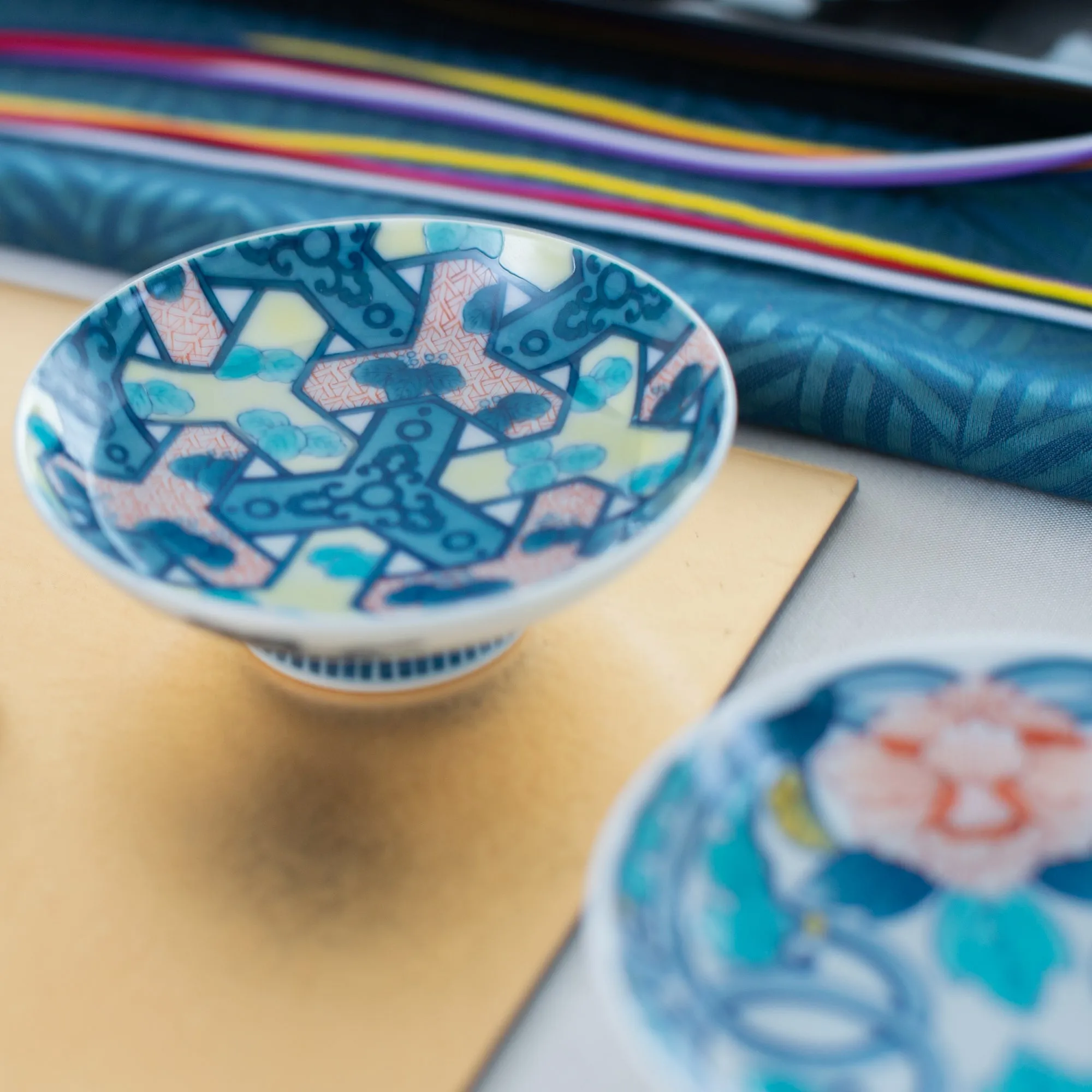 Nabeshima Tortoiseshell Pattern Sakazuki Flat Sake Cup