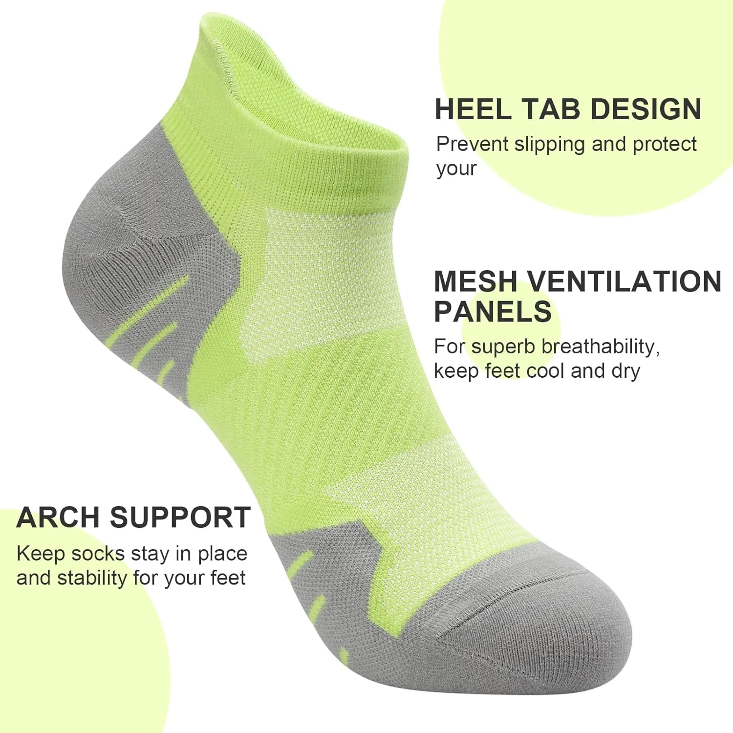 PAPLUS 6 Pairs Ankle Compression Socks for Women, Cushioned Running Socks with Arch Support, Low Cut, Targeted Compression