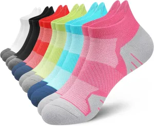PAPLUS 6 Pairs Ankle Compression Socks for Women, Cushioned Running Socks with Arch Support, Low Cut, Targeted Compression