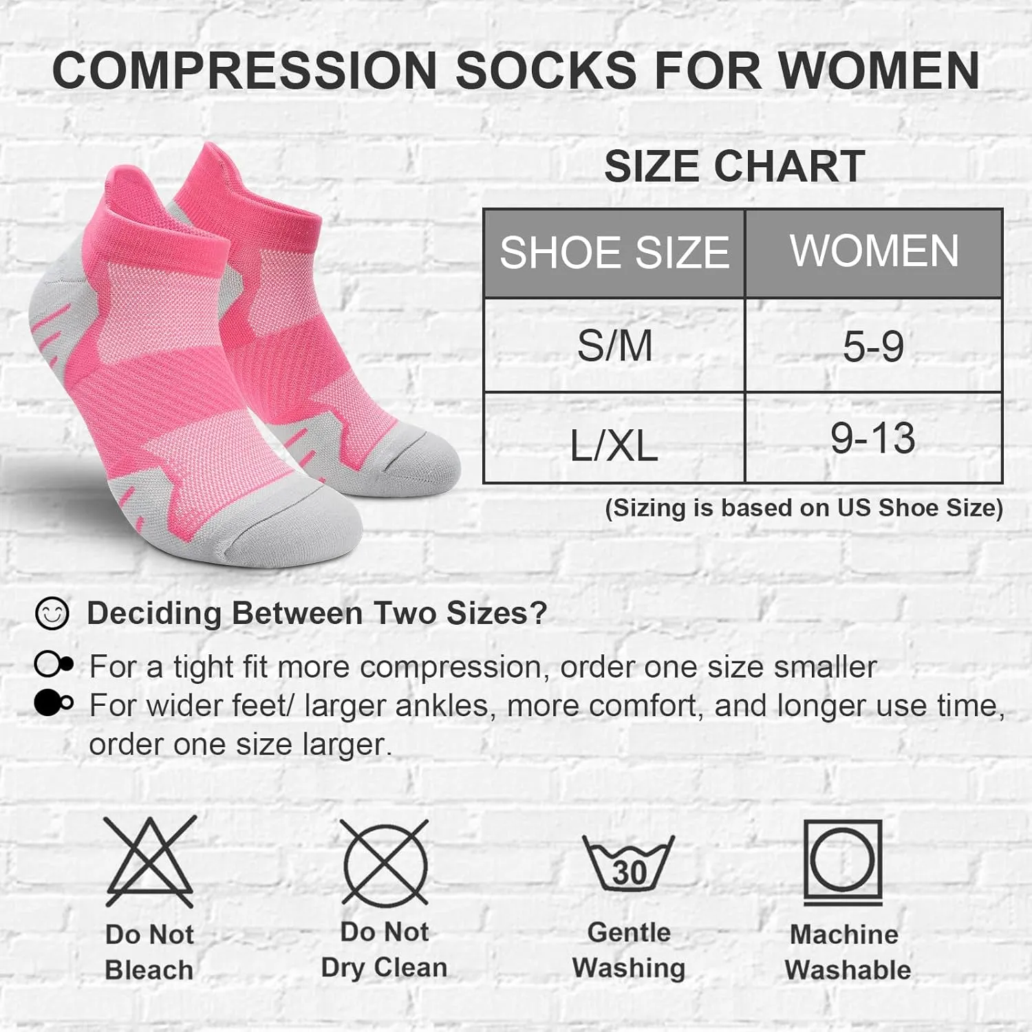 PAPLUS 6 Pairs Ankle Compression Socks for Women, Cushioned Running Socks with Arch Support, Low Cut, Targeted Compression