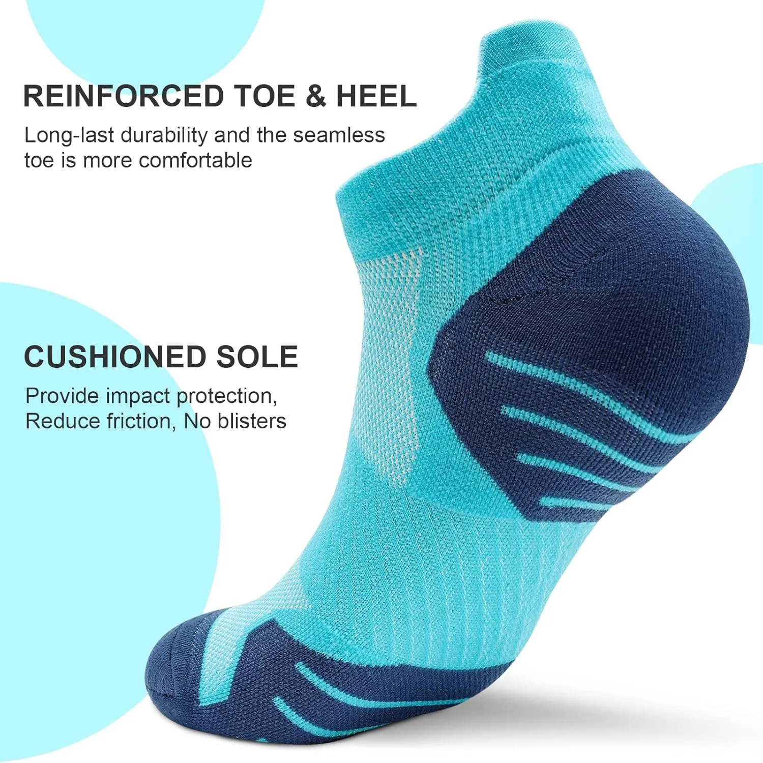 PAPLUS 6 Pairs Ankle Compression Socks for Women, Cushioned Running Socks with Arch Support, Low Cut, Targeted Compression