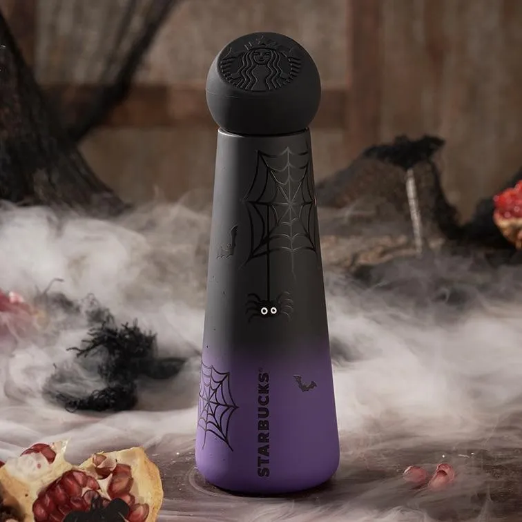 Purple Black Stainless Steel Halloween Spider Bottle (Starbucks China Halloween 2021 Edition)