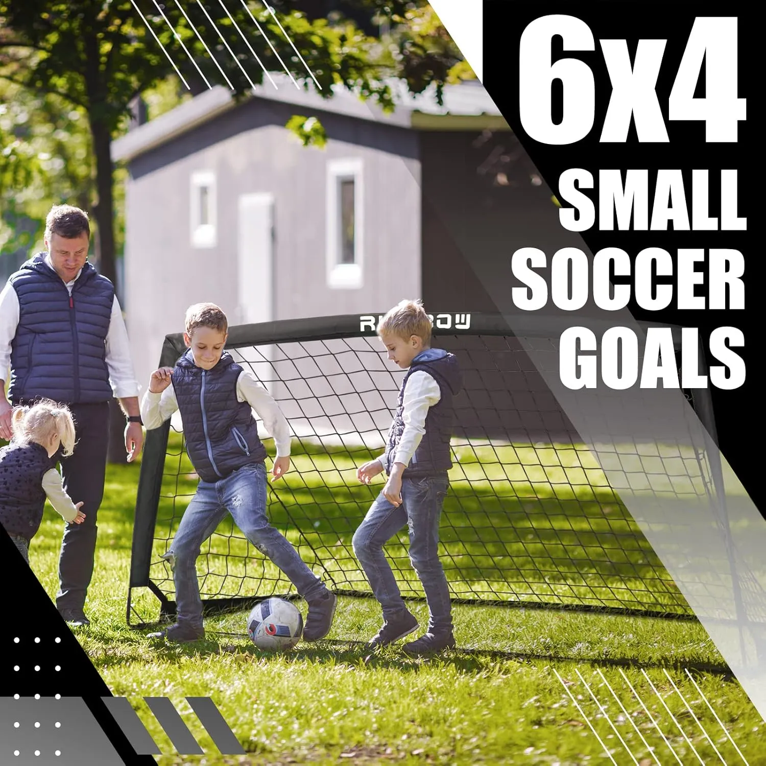 RUNBOW 6x4 ft Portable Kids Soccer Goal for Backyard Practice Soccer Net with Carry Bag