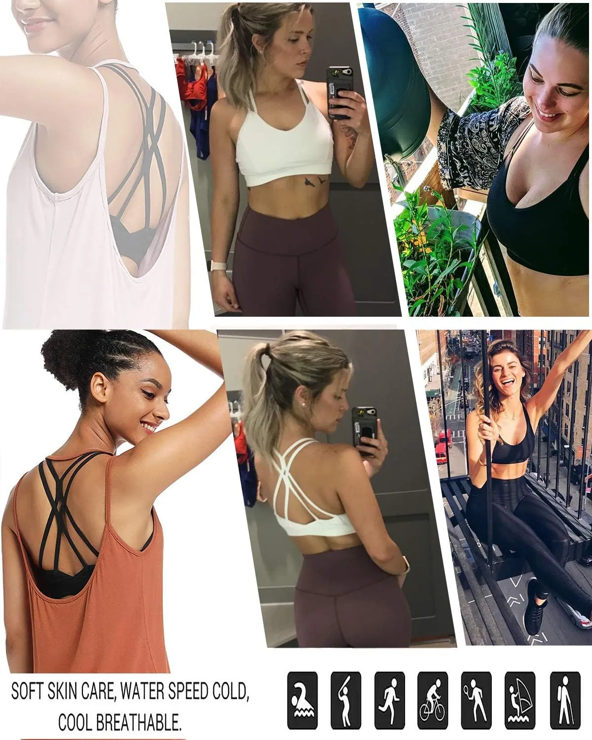 RUNNING GIRL Strappy Sports Bra for Women Sexy Crisscross Back Light Support Yoga Bra with Removable Cups