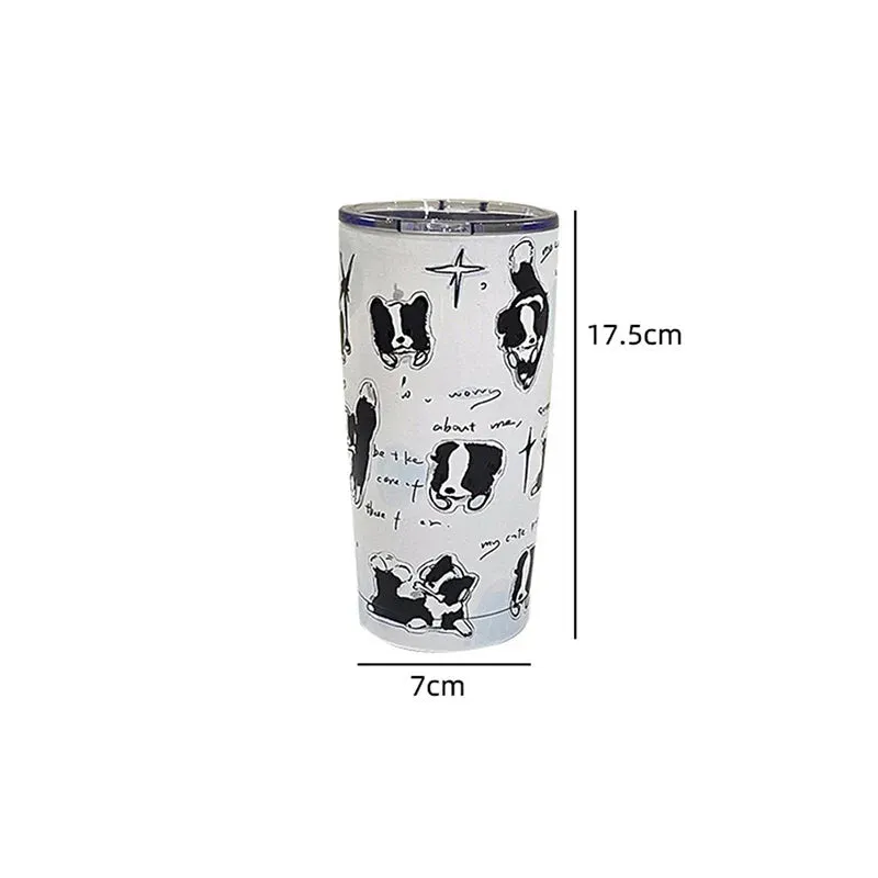 SINOTAO  -  Cute Cat Tumbler Thermal Cup For Coffee Tea Beer Juice 550ml Kawaii Sainless Steel Thermos With Straw Car Cup Water Bottle Gift