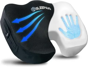 Sleepavo Office Chair Cushion - Seat Cushion for Tailbone Pain Relief - Butt Pillow for Coccyx, Sciatica, and Lower Back Pain - Orthopedic Chair Pad for Lumbar Support in Office Desk, Car, Airplane