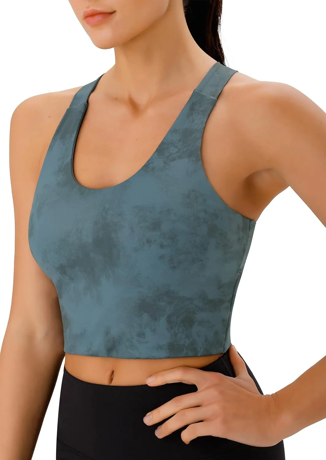 Sports Bras for Women Criss-Cross Back Padded Workout Tank Tops Medium Support Crop Tops for Women