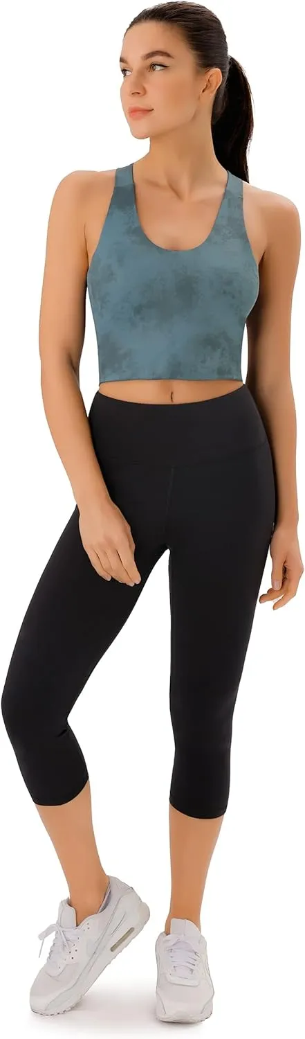 Sports Bras for Women Criss-Cross Back Padded Workout Tank Tops Medium Support Crop Tops for Women