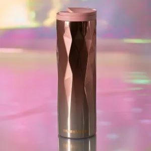 Starbucks China 2021 Pink Grey Gradient Stainless Steel 16oz Tumbler (Starbucks Pink Rose Gold Christmas 2021)
