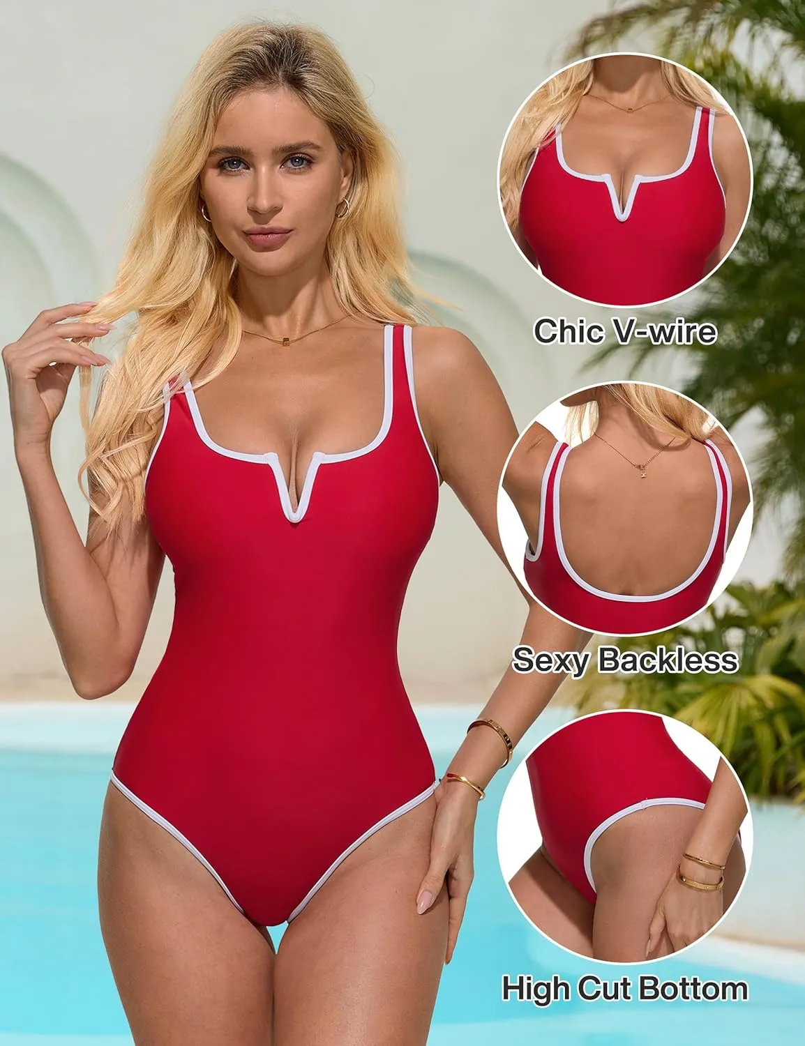 SUUKSESS Women Sexy Tummy Control One Piece Swimsuits High Cut Bathing Suit 2025