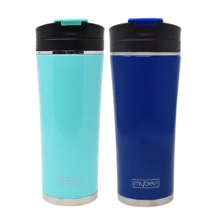Tumblers 16 oz | Blue Travel Mugs | Commuter Tumblers -  2 Pack - Turquoise/Blue