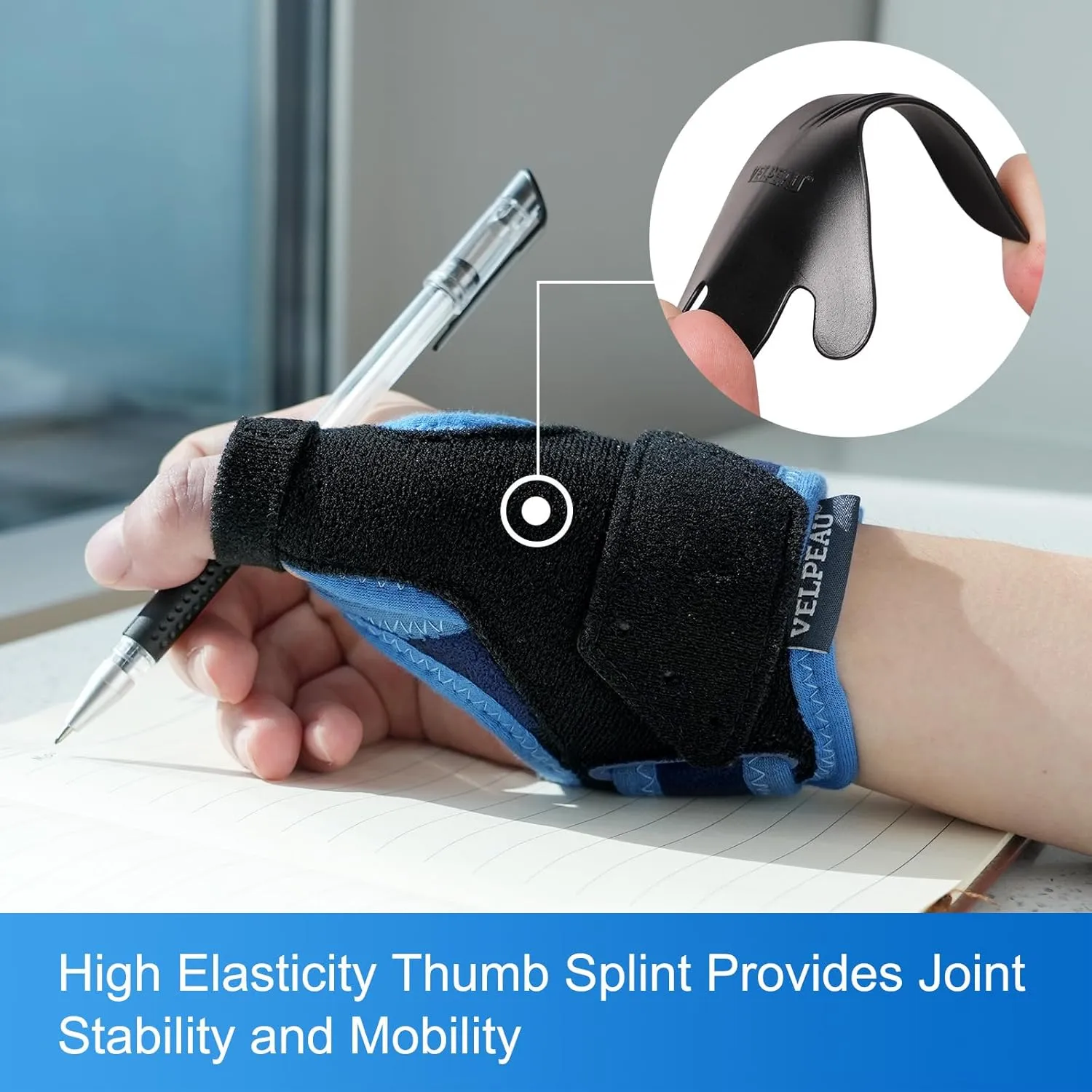 Velpeau Thumb Wrist Support Brace, CMC Thumb Spica Splint for Arthritis Pain, De Quervains Tenosynovitis, Trigger Thumb, Tendonitis, Sprain, Fits Both Left or Right Hands (Plastic Insert Version, L)