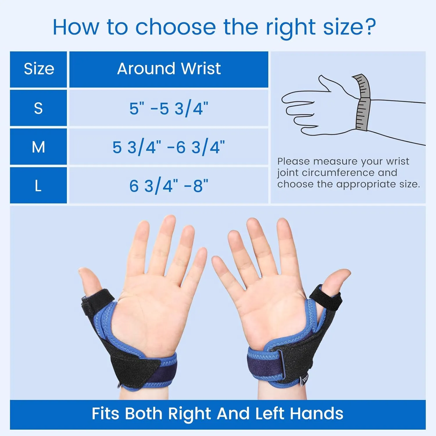 Velpeau Thumb Wrist Support Brace, CMC Thumb Spica Splint for Arthritis Pain, De Quervains Tenosynovitis, Trigger Thumb, Tendonitis, Sprain, Fits Both Left or Right Hands (Plastic Insert Version, L)
