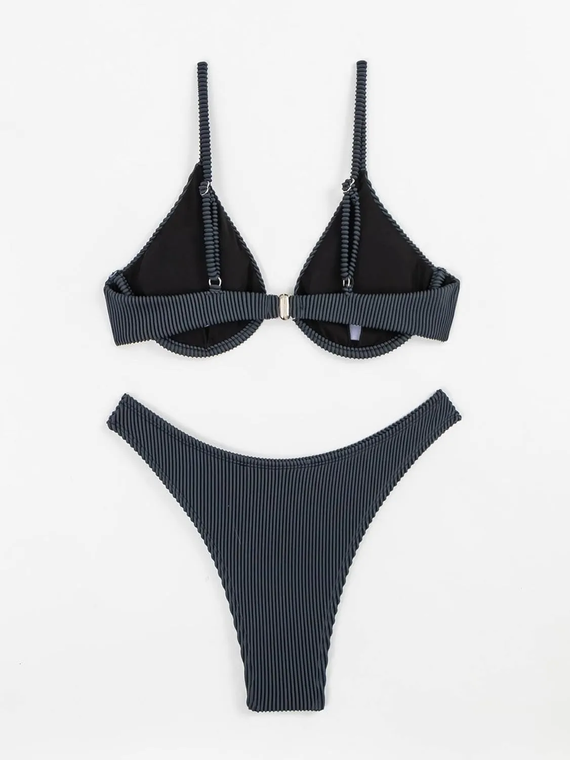 Women's Sexy Two Piece Undewrwire Thong Triangle Bikini Bathing Swimsuits